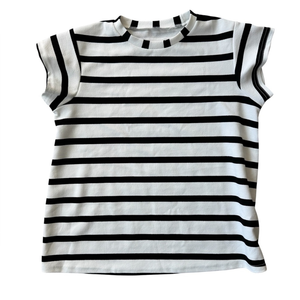 Women’s Maternity Black & White Striped Short Sleeve Top Maternity Size Large